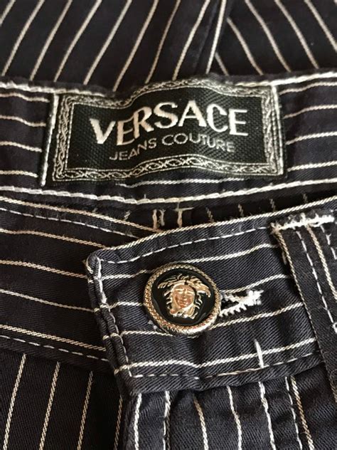 vintage versace jeans couture suit pin stripe women|Vintage Versace Pant Suit .